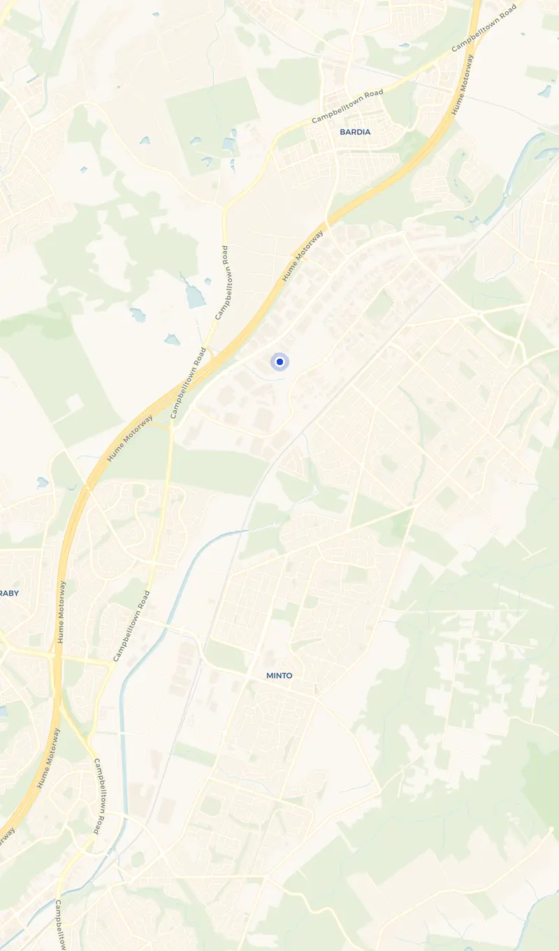 Map of the Ingleburn service area and the surrounding suburbs we cover.