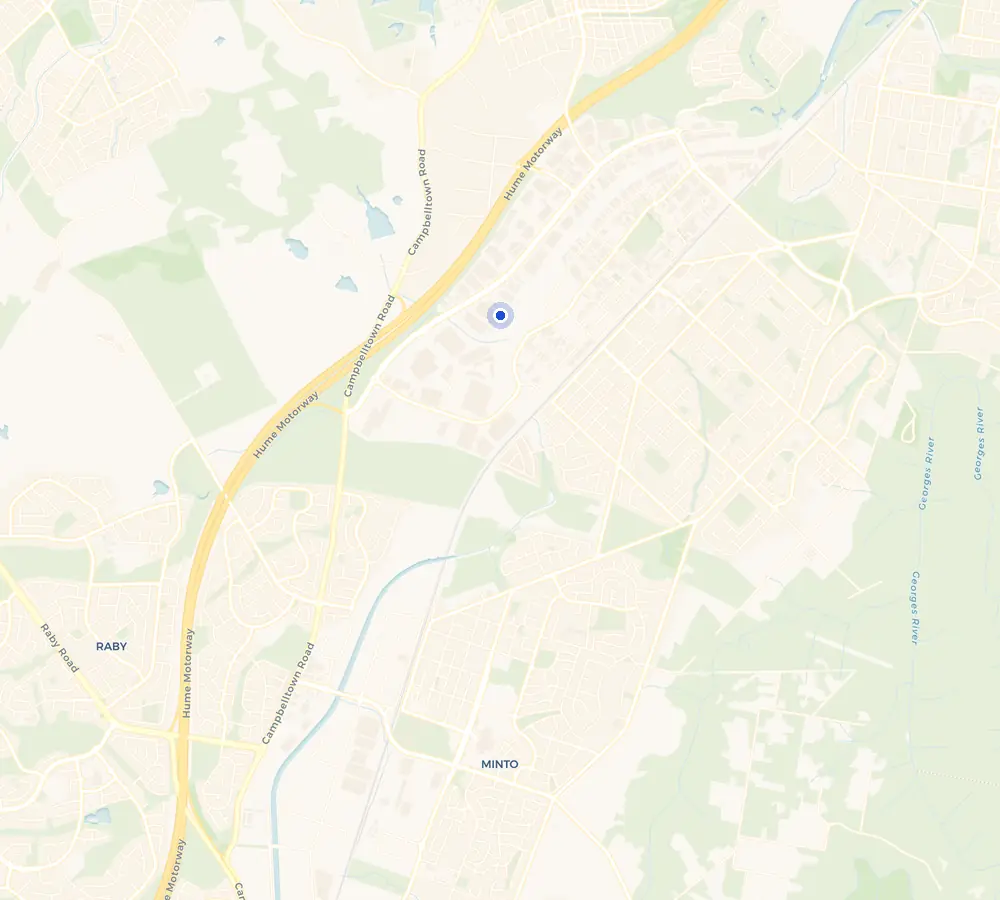 Map of the Ingleburn service area and the surrounding Macarthur, showing Ingleburn and the nearby streets we cover.