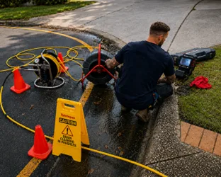 Plumber inspecting a blocked drain in Ingleburn