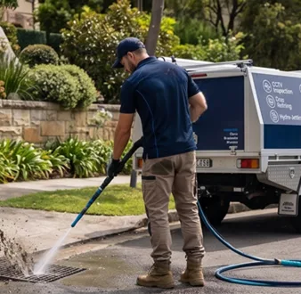 Cutting tree roots out of a Ingleburn drain